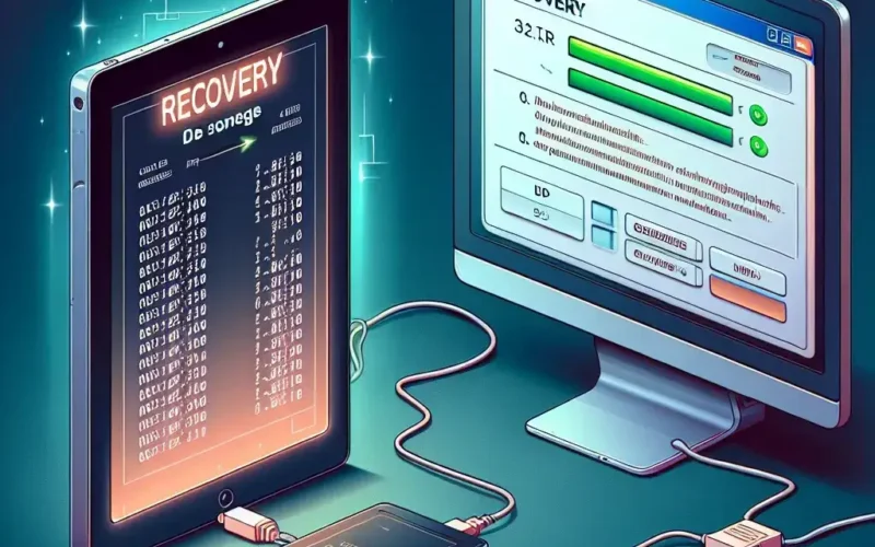 "Step-by-step visual guide for recovering files from a bricked Android tablet, showcasing recovery tools and methods."