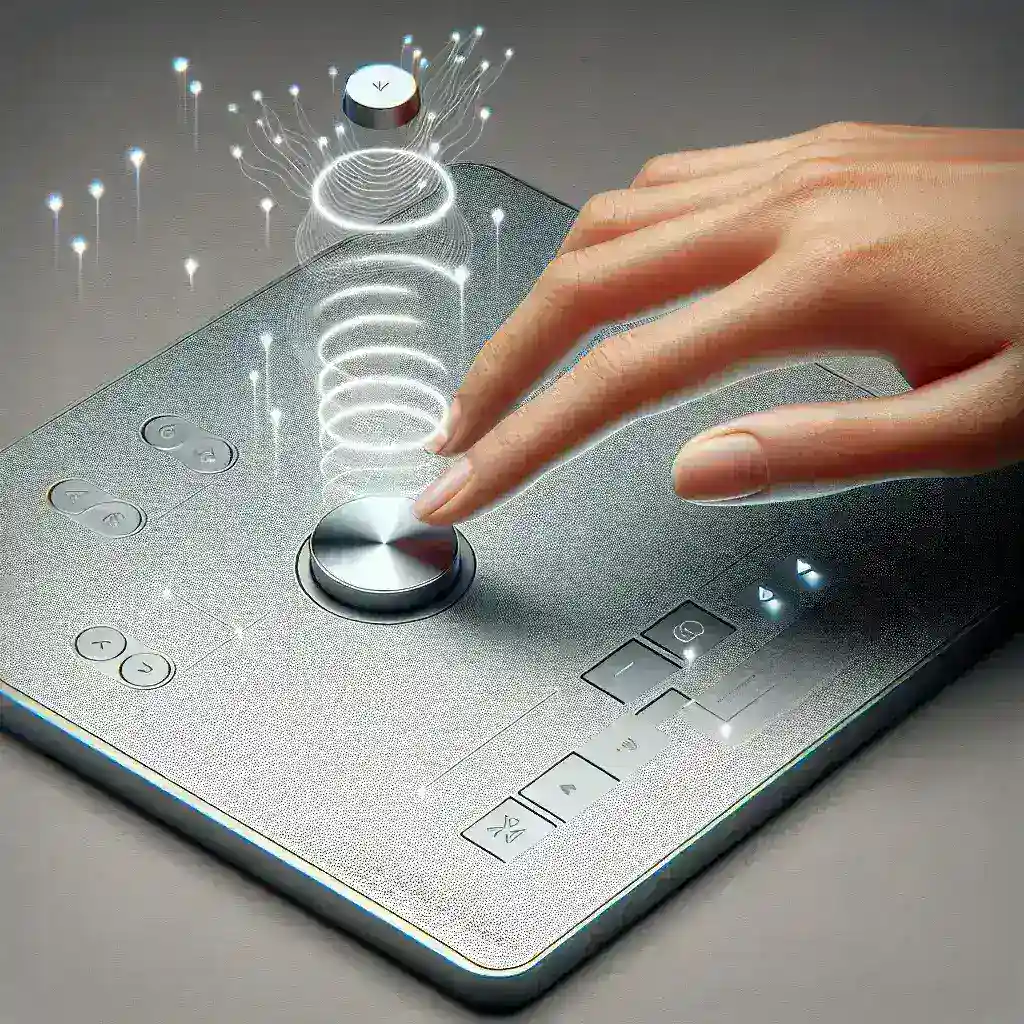 How do trackpads with haptic feedback simulate the feel of physical buttons?
