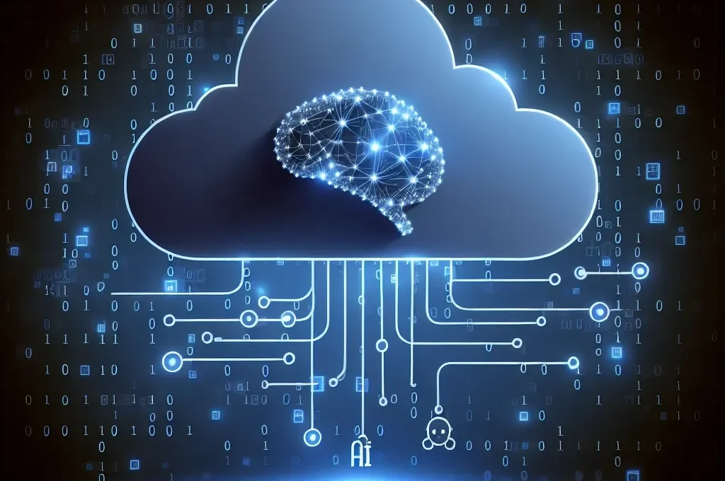 "Future of AI in Cloud Operations: A visual representation of advanced AI algorithms optimizing cloud infrastructure for enhanced system reliability and performance."