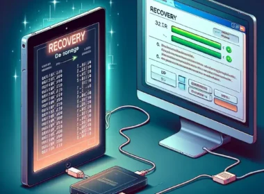 "Step-by-step visual guide for recovering files from a bricked Android tablet, showcasing recovery tools and methods."