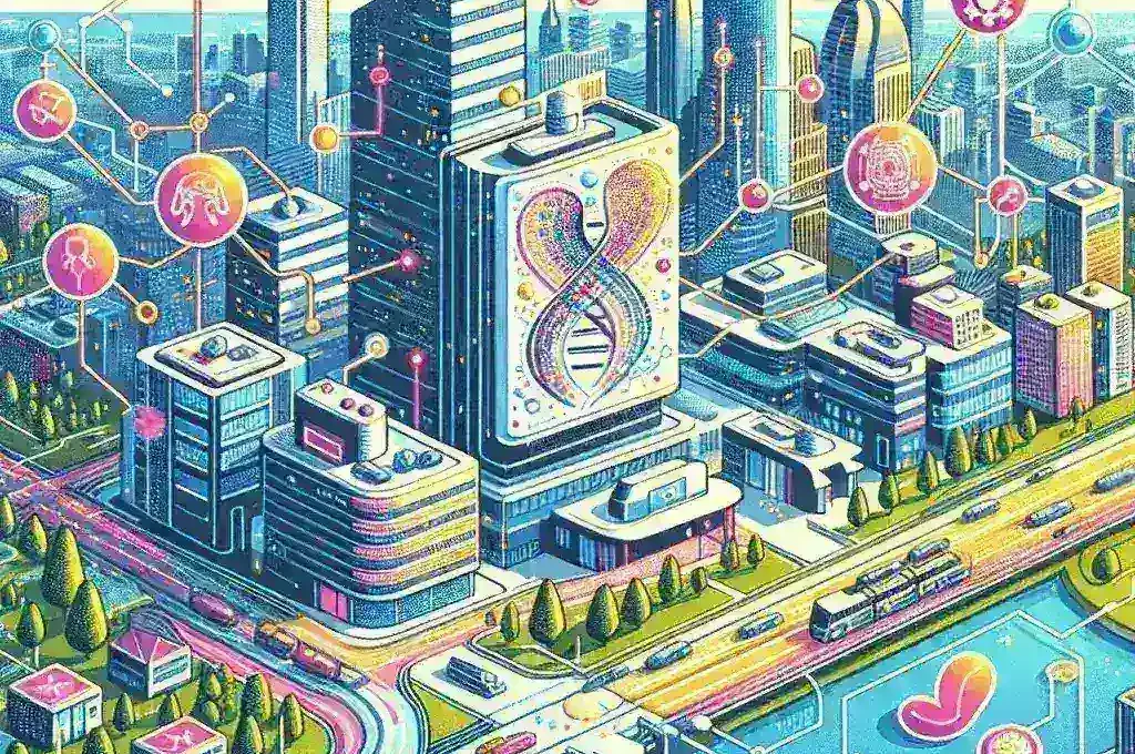 "Boston biotech startup team collaborating on AI-driven personalized cancer treatment solutions, showcasing innovative technology in healthcare."